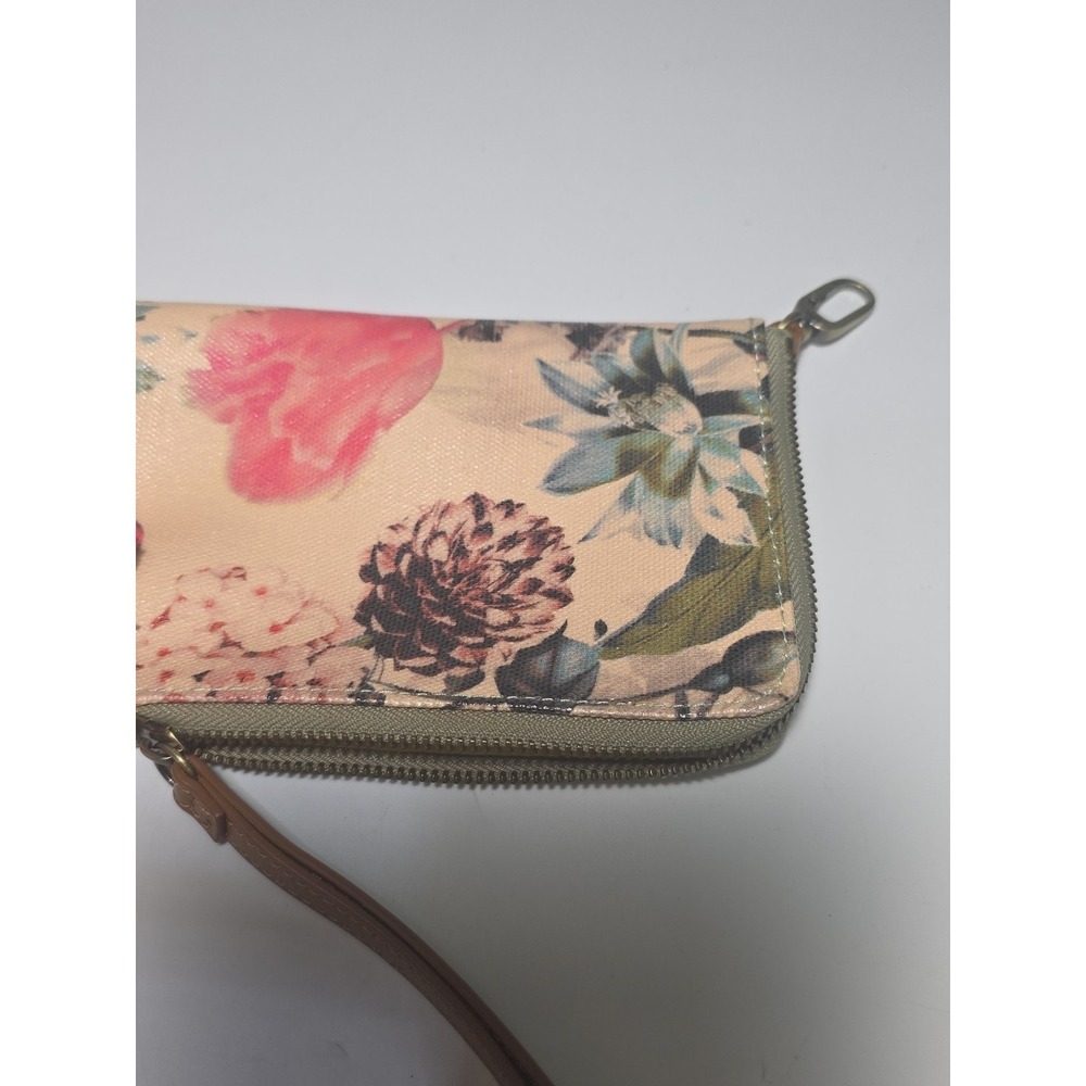 Hobo Coated Canvas & Leather Zipper Wristlet Phone Pouch Botanical Floral Print - Picture 6 of 10